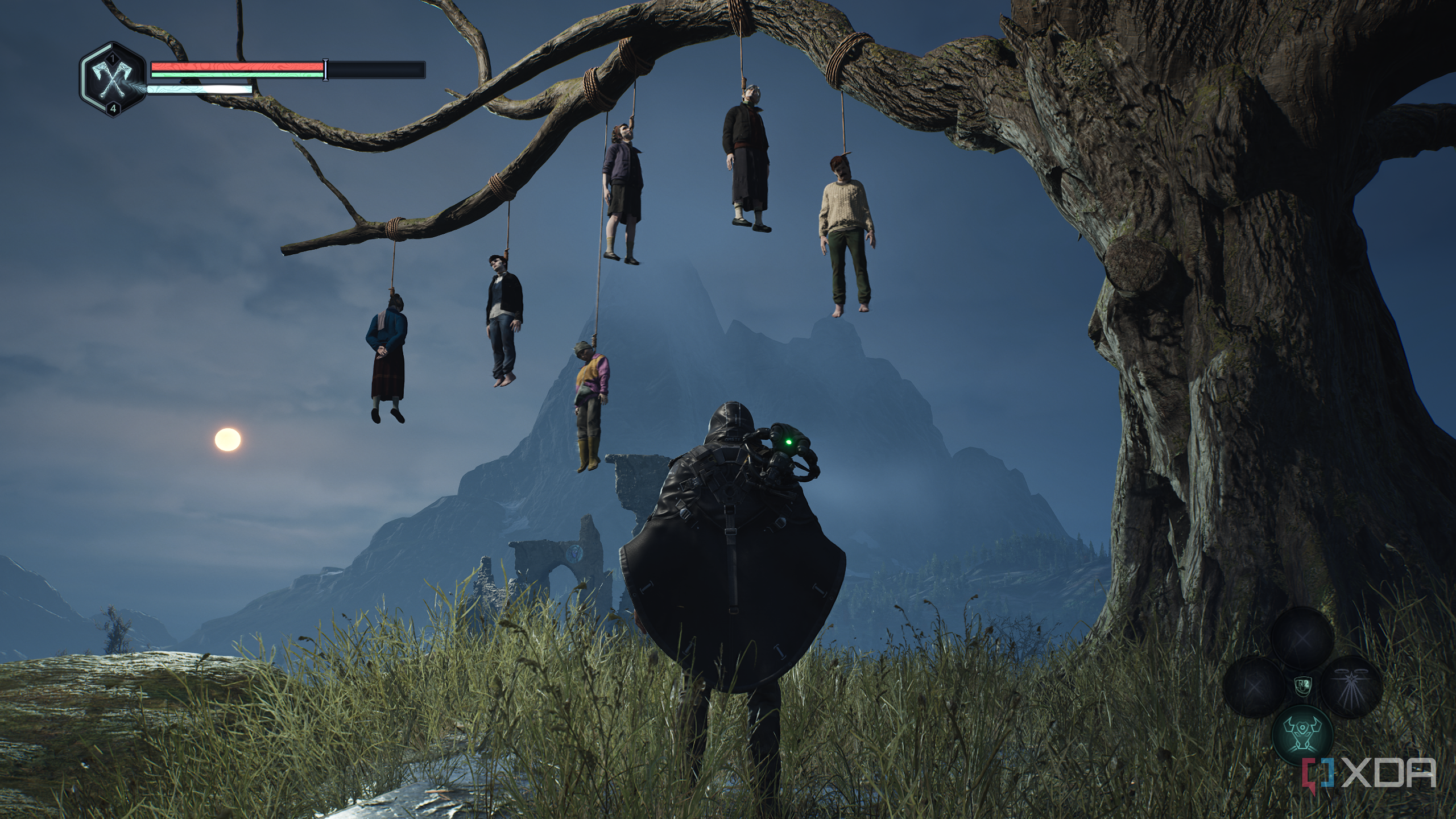 A family hung from a tree in Hell is Us.