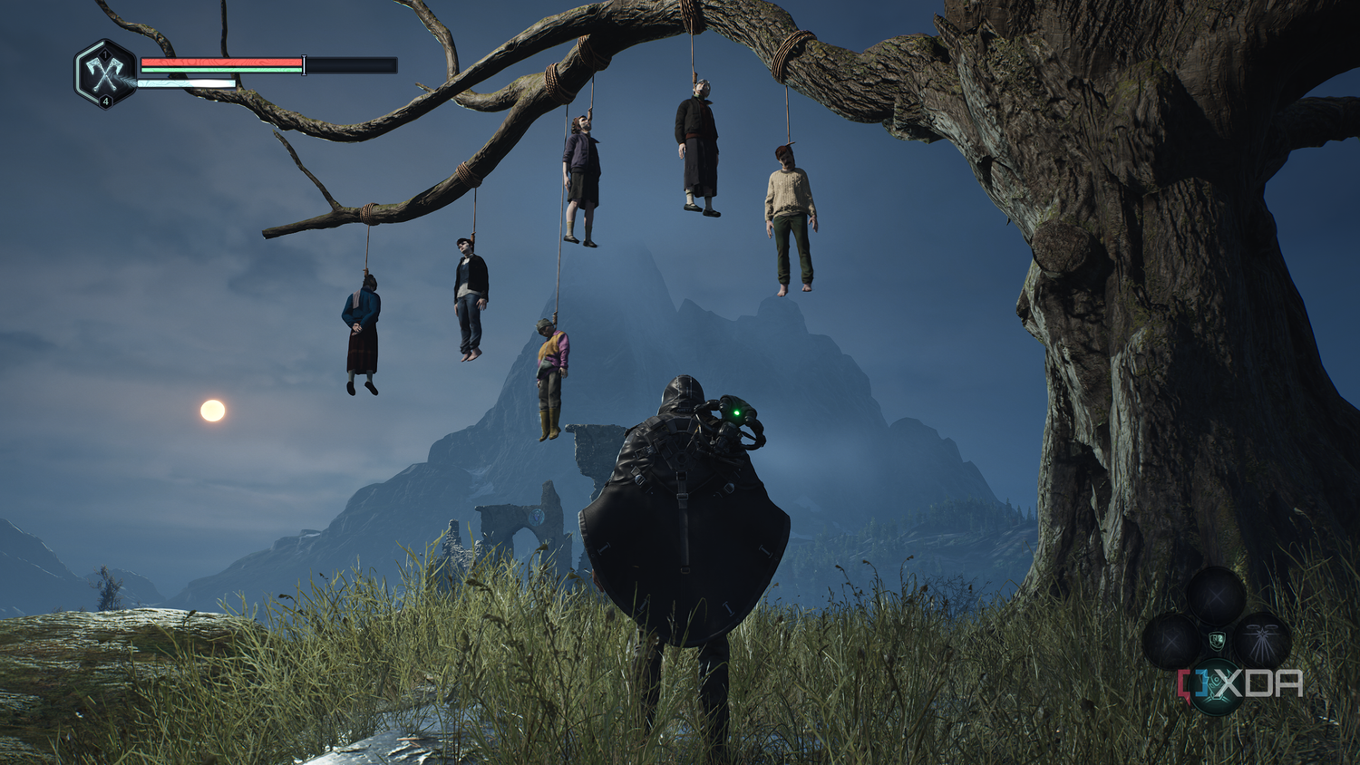 A family hung from a tree in Hell is Us.