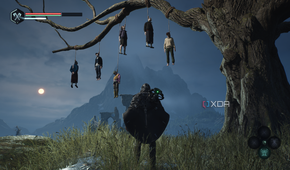 A family hung from a tree in Hell is Us.
