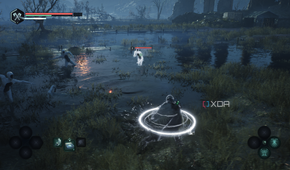 A healing ring around the protagonist in Hell is Us.