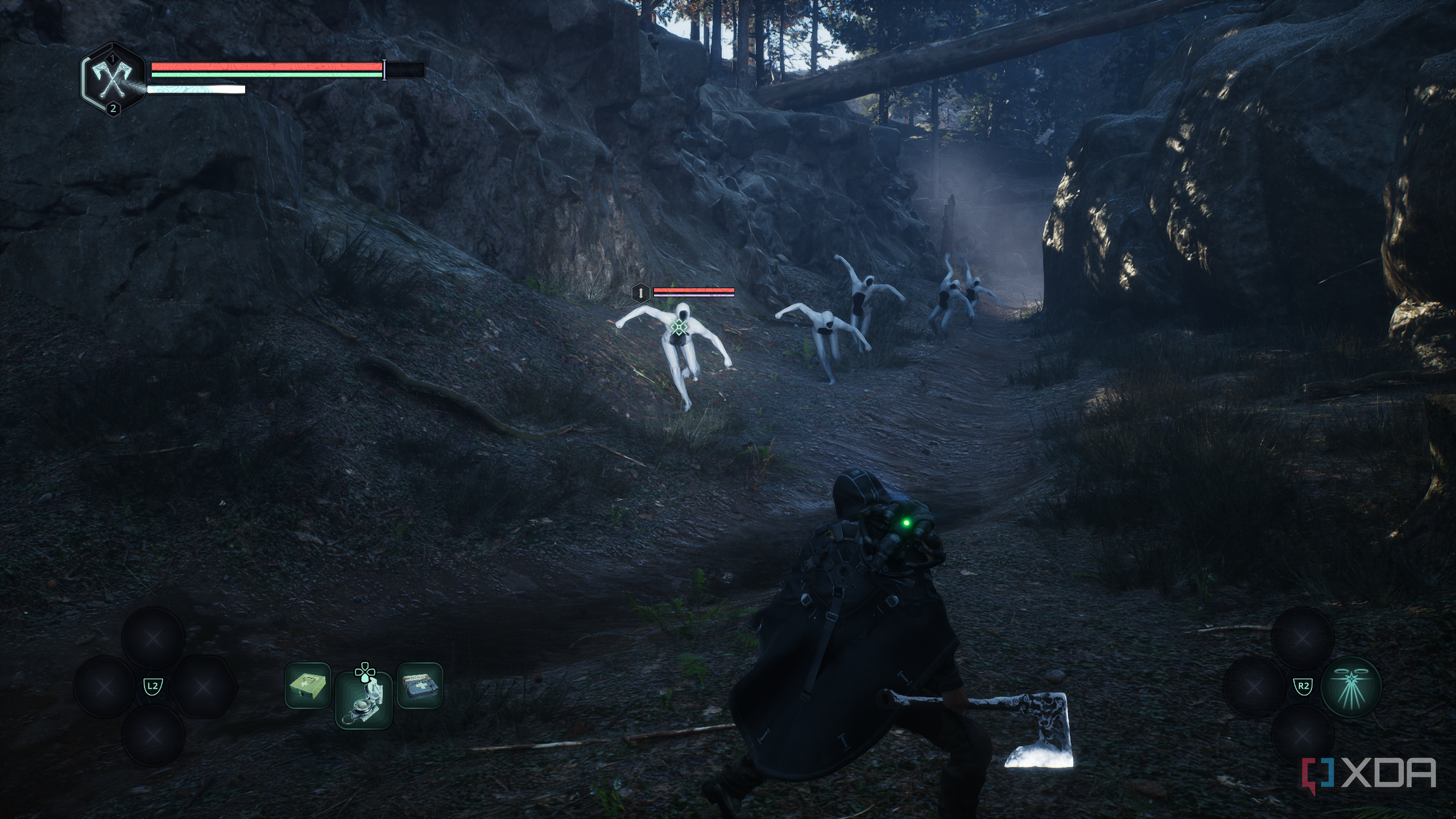 A horde of Hollow Walkers attacking the protagonist in Hell is Us.