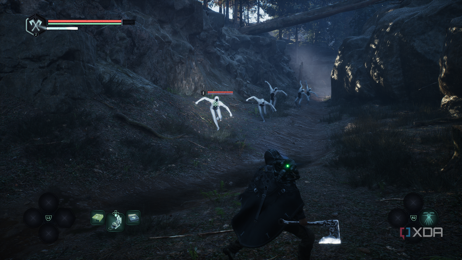 A horde of Hollow Walkers attacking the protagonist in Hell is Us.
