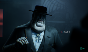 An unnamed man wearing a hat, smoking a cigarette in Hell is Us.
