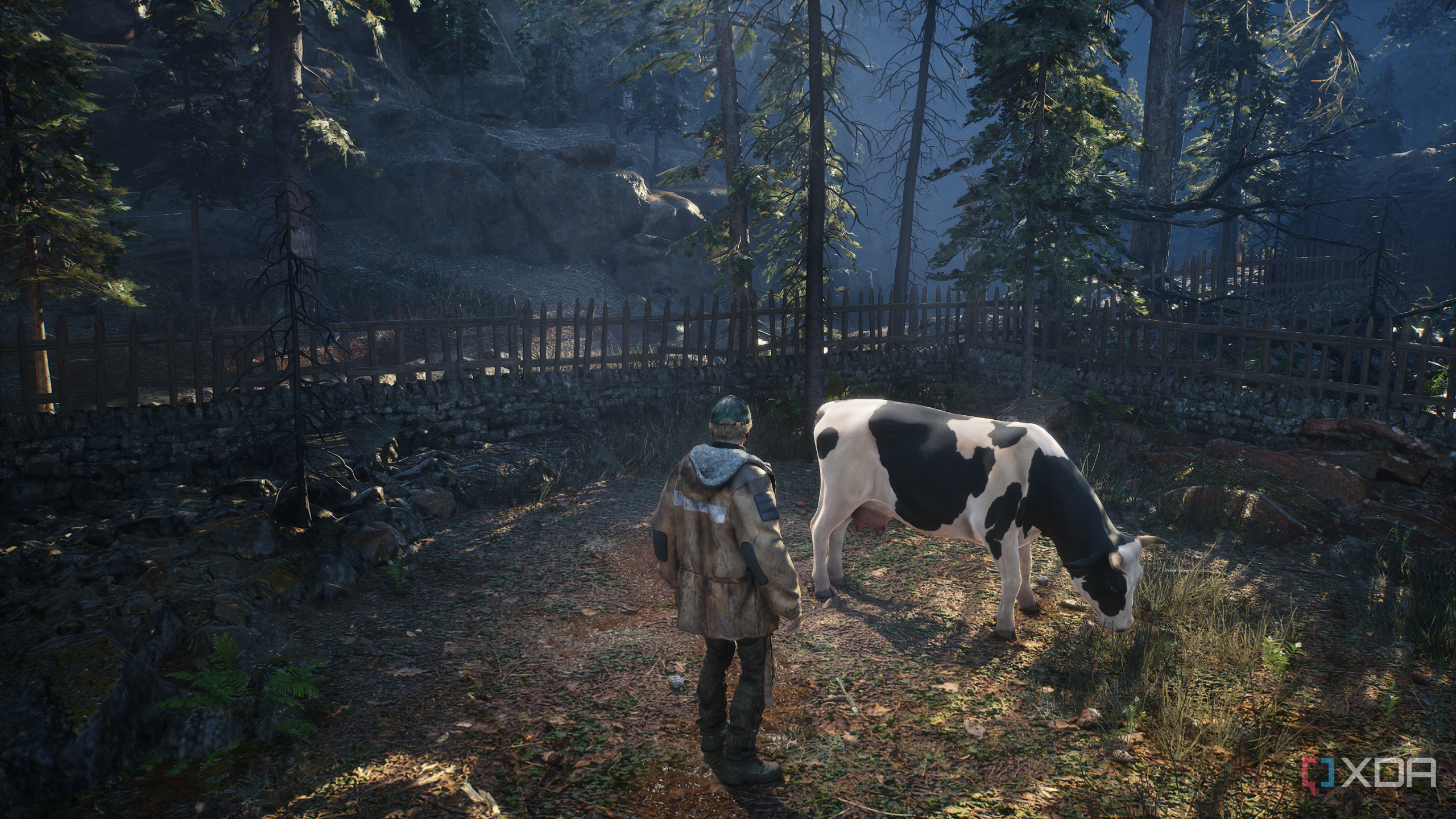 Standing next to a cow in Hell is Us.