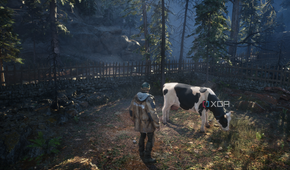 Standing next to a cow in Hell is Us.