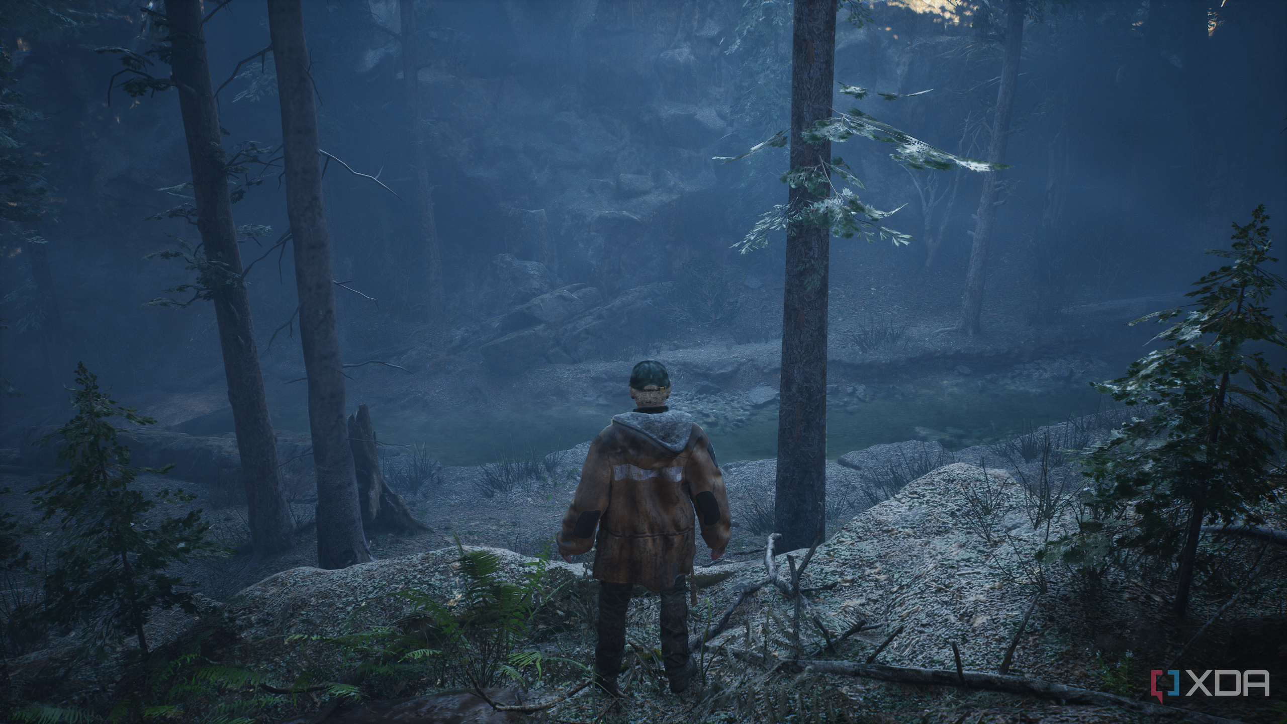 Walking through the woods in Hell is Us.