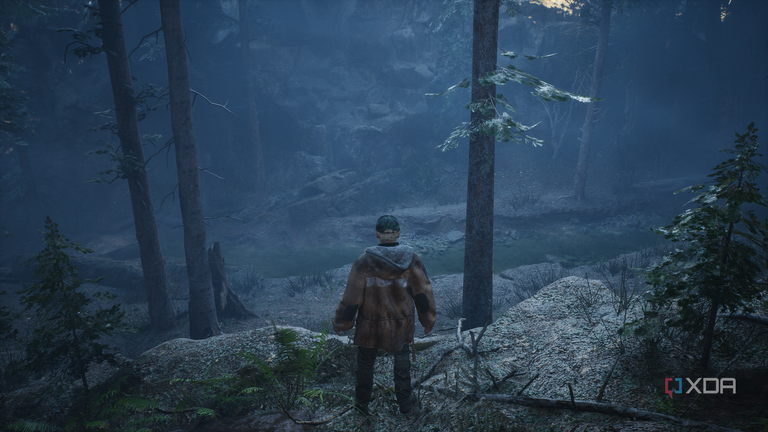 Walking through the woods in Hell is Us.