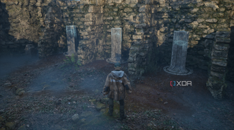 A stone pillar puzzle in the early hours of Hell is Us.