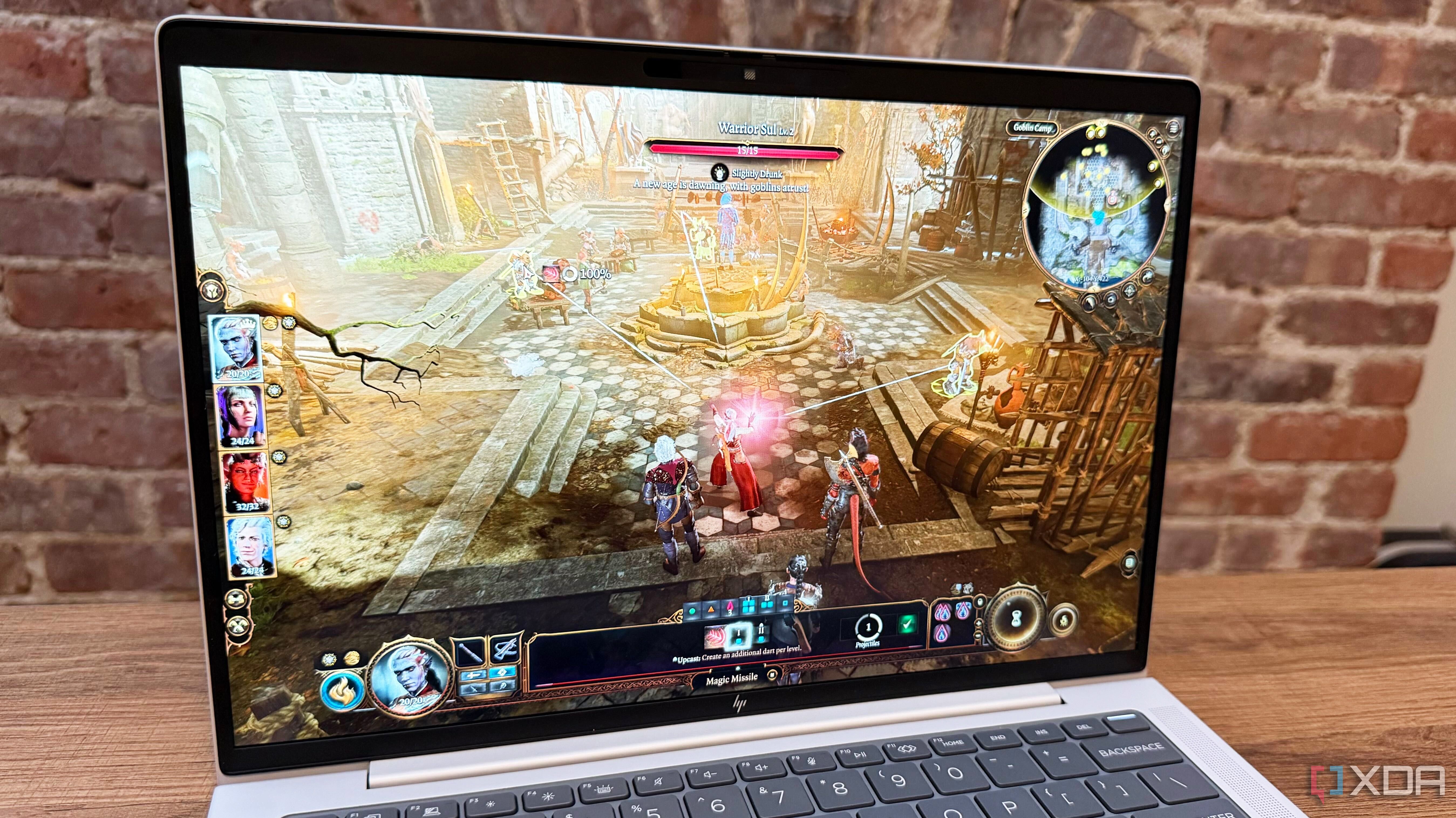 Baldur's Gate III running on the HP EliteBook X G1i business laptop.