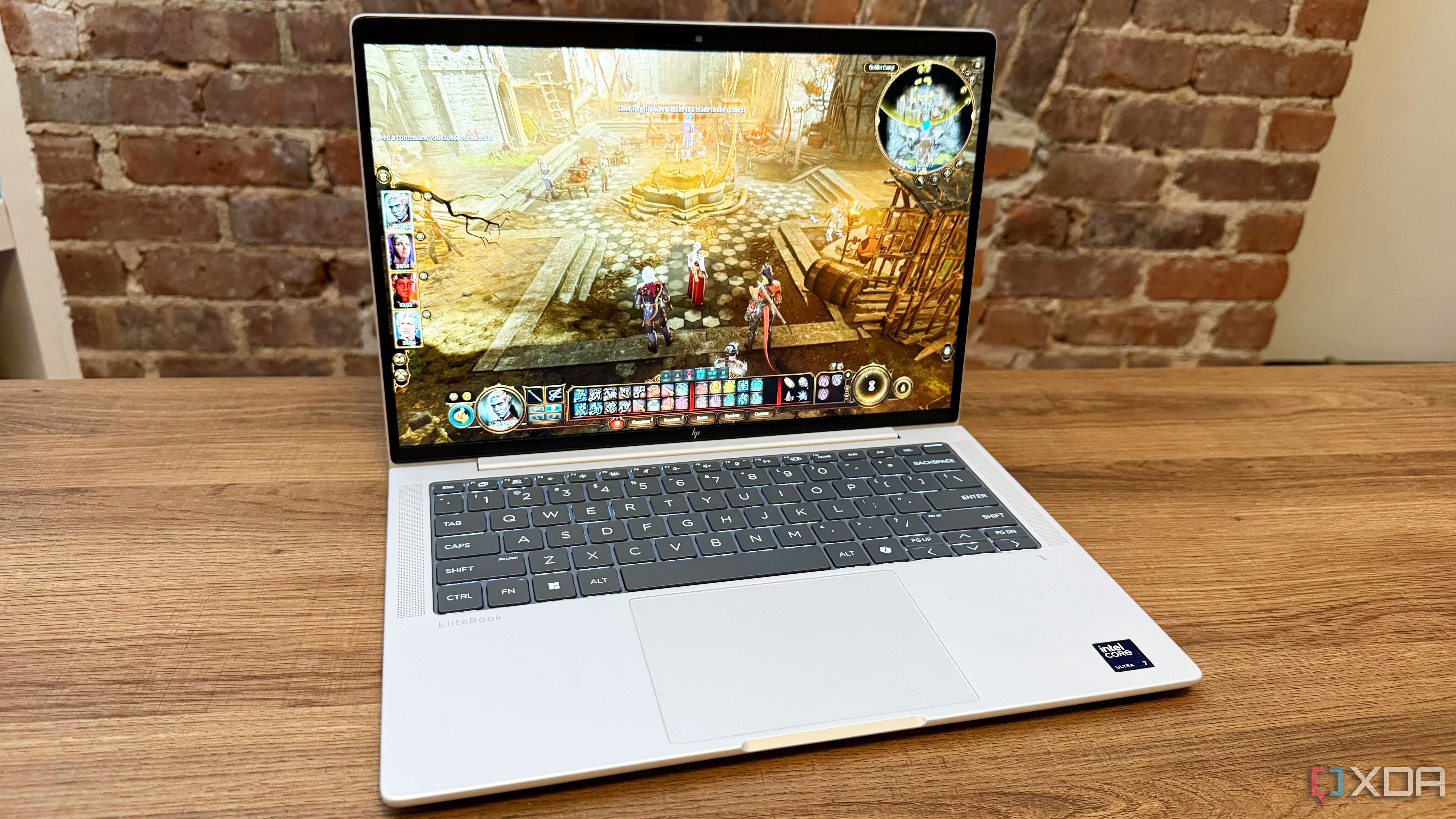 Baldur's Gate III running on the HP EliteBook X G1i business laptop.