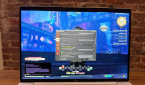 Close-up of the FFXIV built-in framerate tool, running on the HP EliteBook X G1i business laptop.