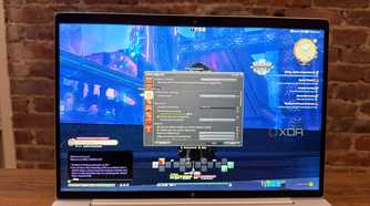 Close-up of the FFXIV built-in framerate tool, running on the HP EliteBook X G1i business laptop.
