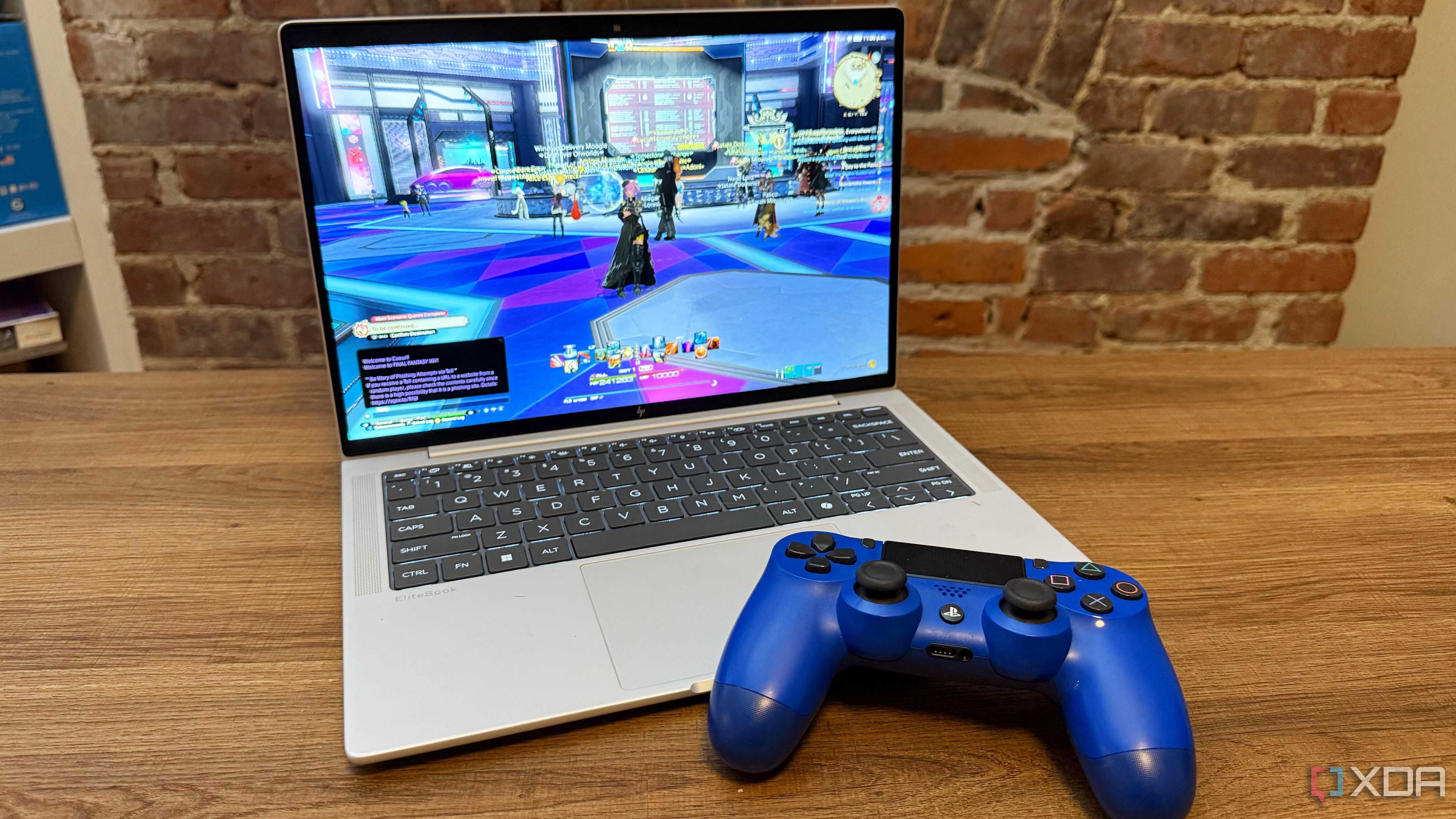 Final Fantasy XIV running on the HP EliteBook X G1i business laptop.