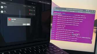 A photo of a laptop showing the Easy WireGuard web UI