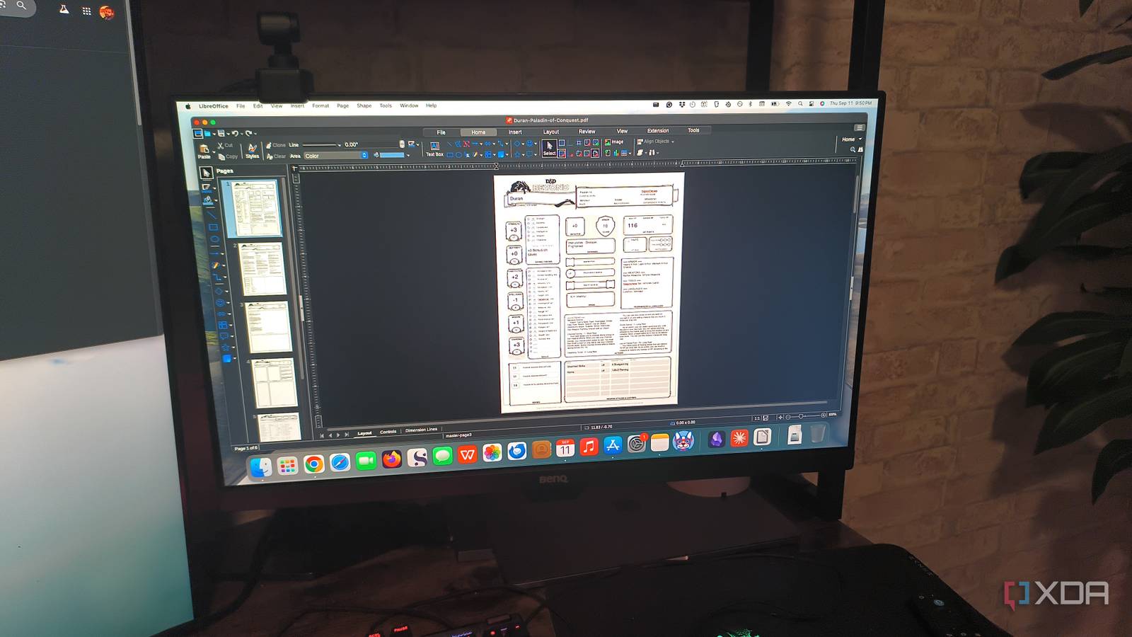A monitor with LibreOffice pulled up. 