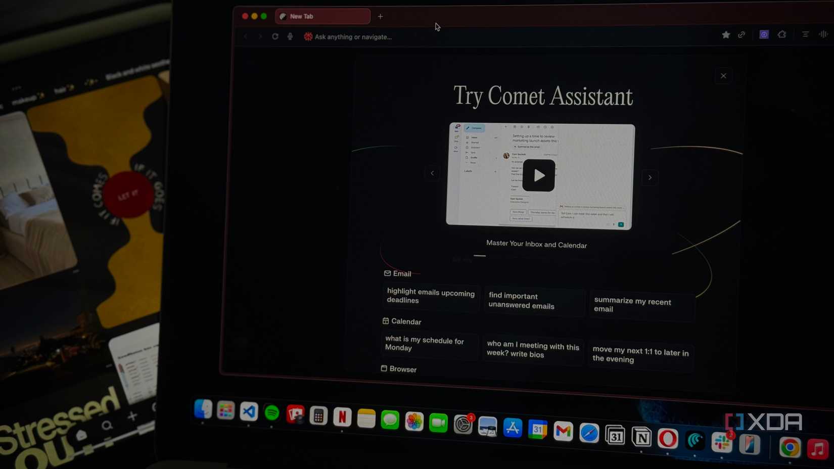 Pantalla de asistente de cometa que se muestra en perplejidad