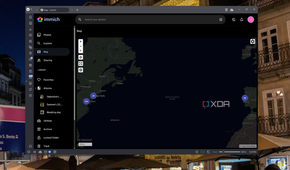 Screenshot of the map view in Immich showing a number photos taken in different places