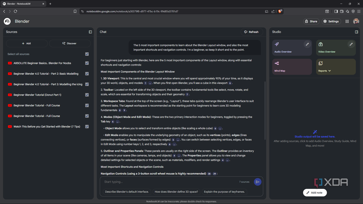 Instructing NotebookLM to surface the essential navigation, UI, and shortcut information