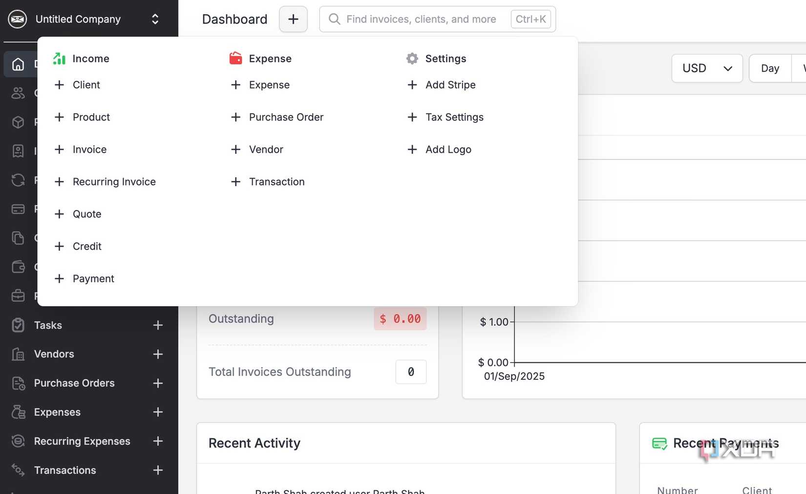 Invoice ninja container