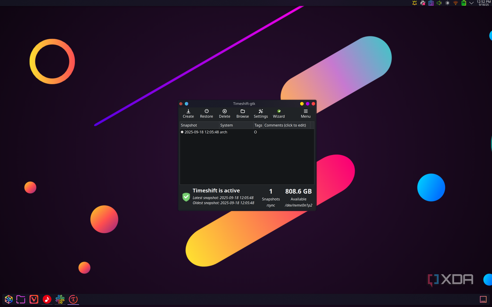 Screenshot of Timeshift on KDE Plasma