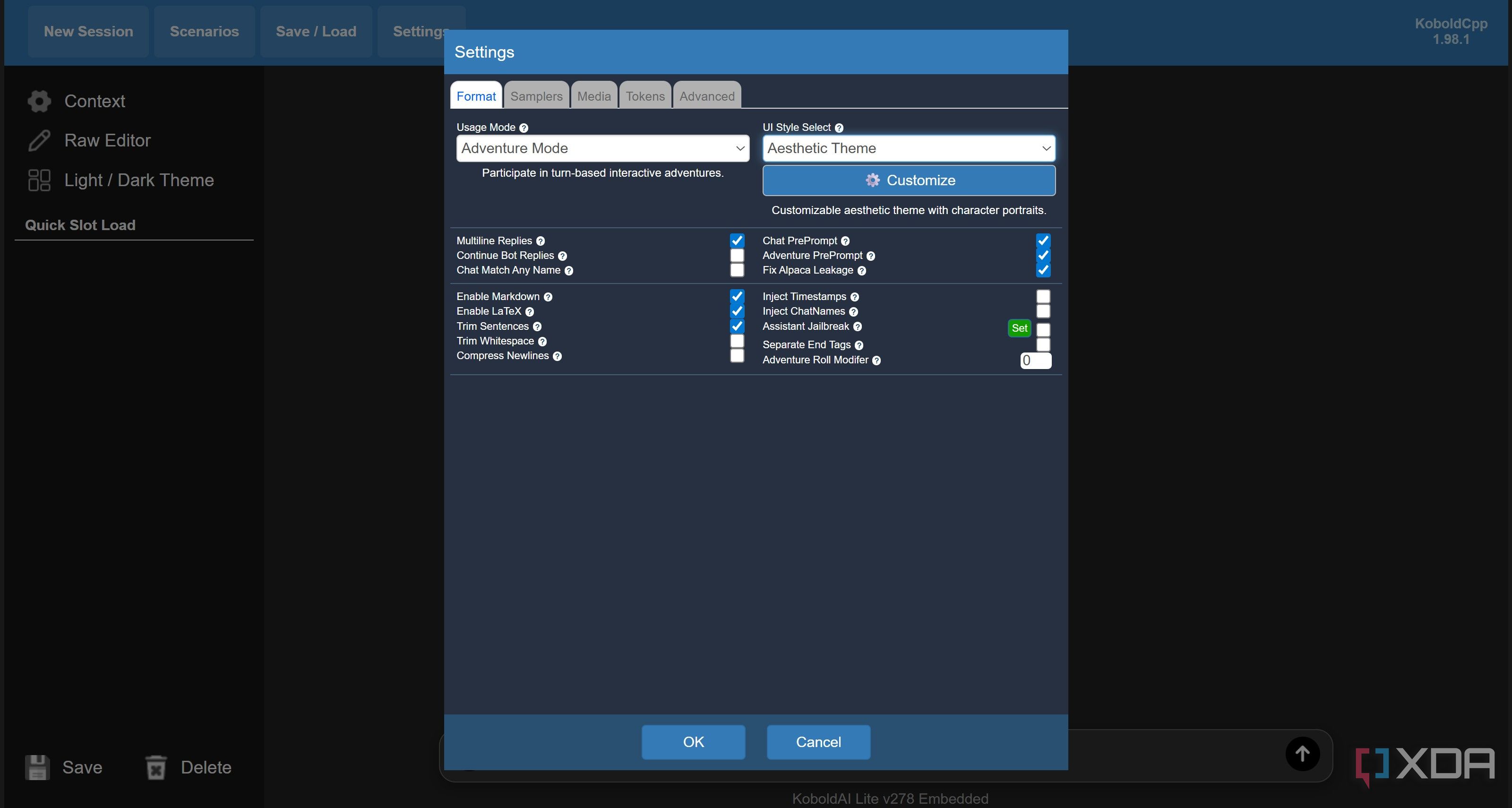 Koboldcpp power user features settings 00