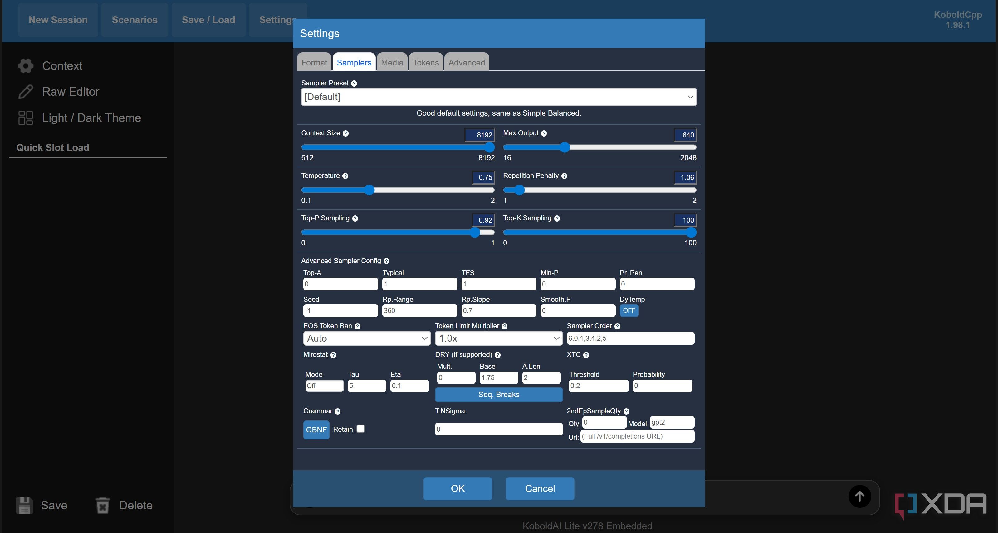 Koboldcpp power user features settings
