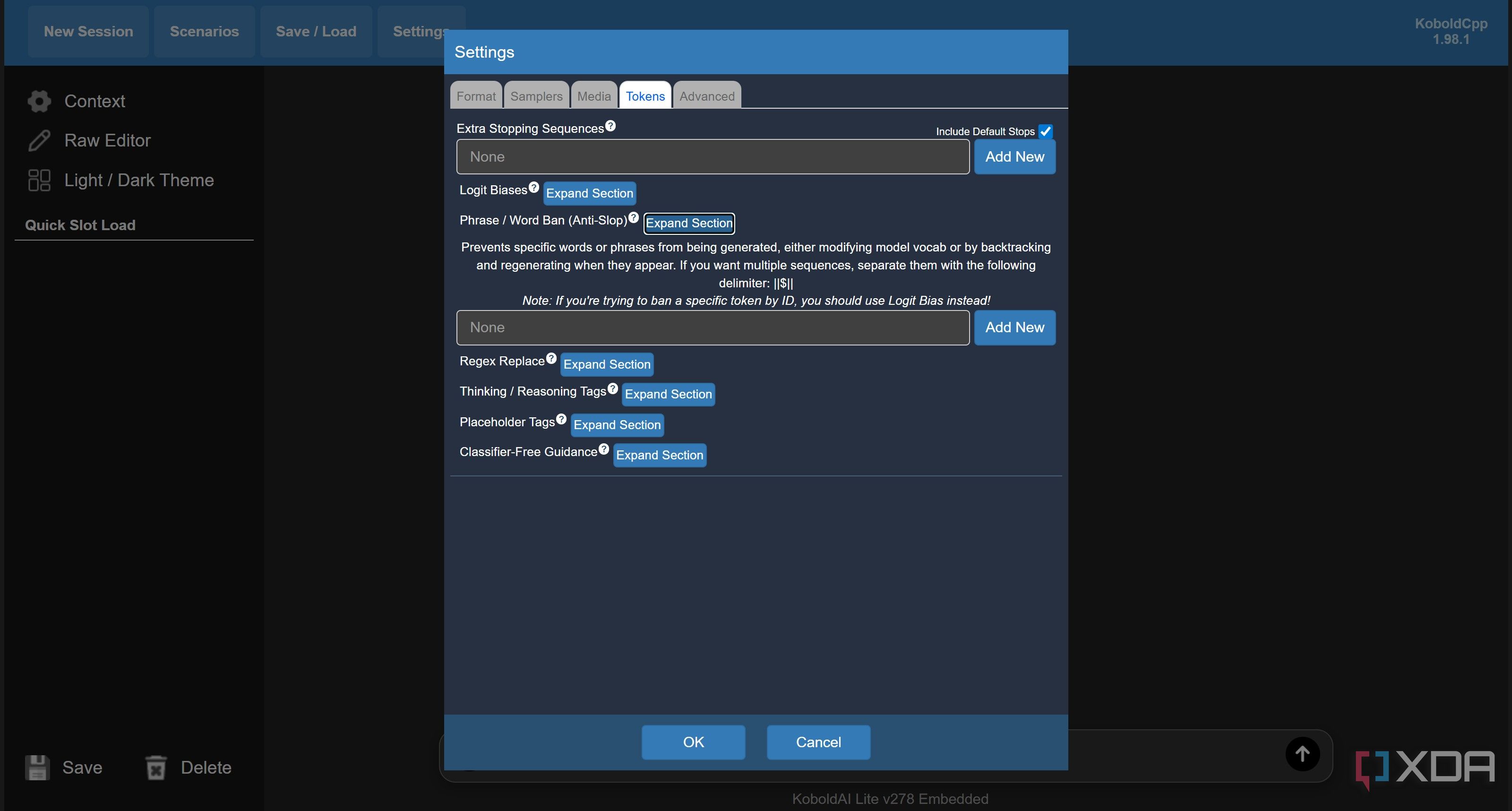 Koboldcpp power user features settings 