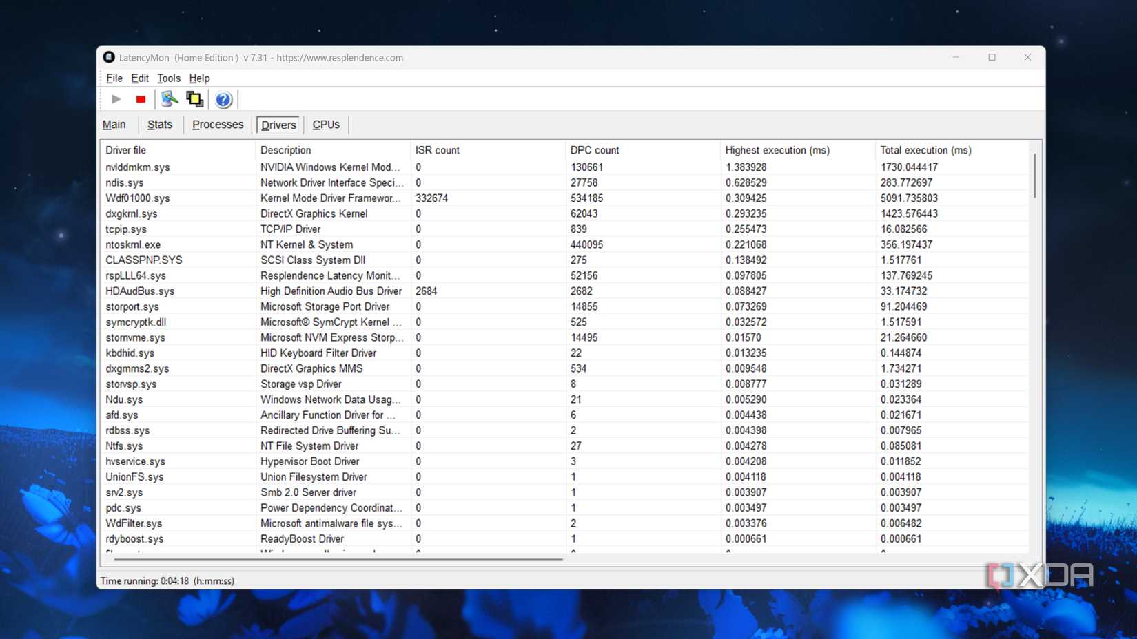 Running LatencyMon on a PC