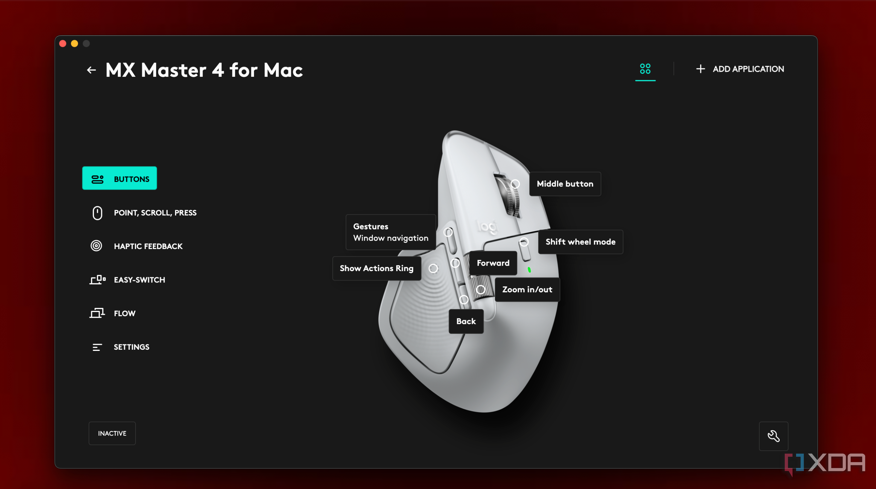 Logi Options+ MX Master 4 for Mac settings