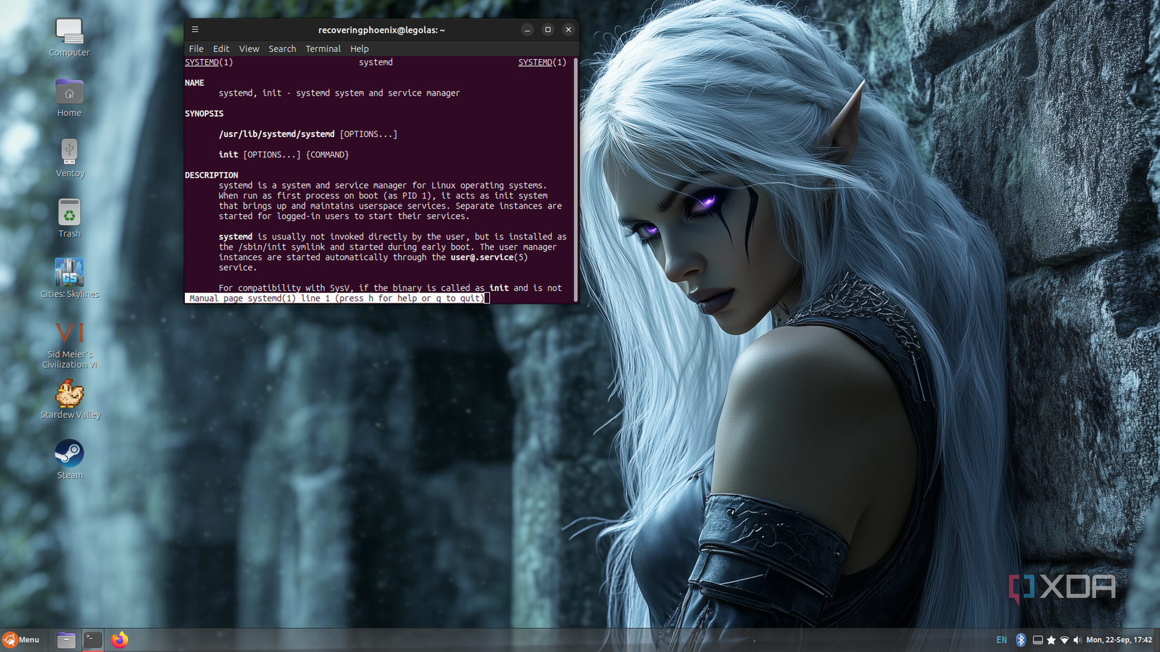 man page for systemd