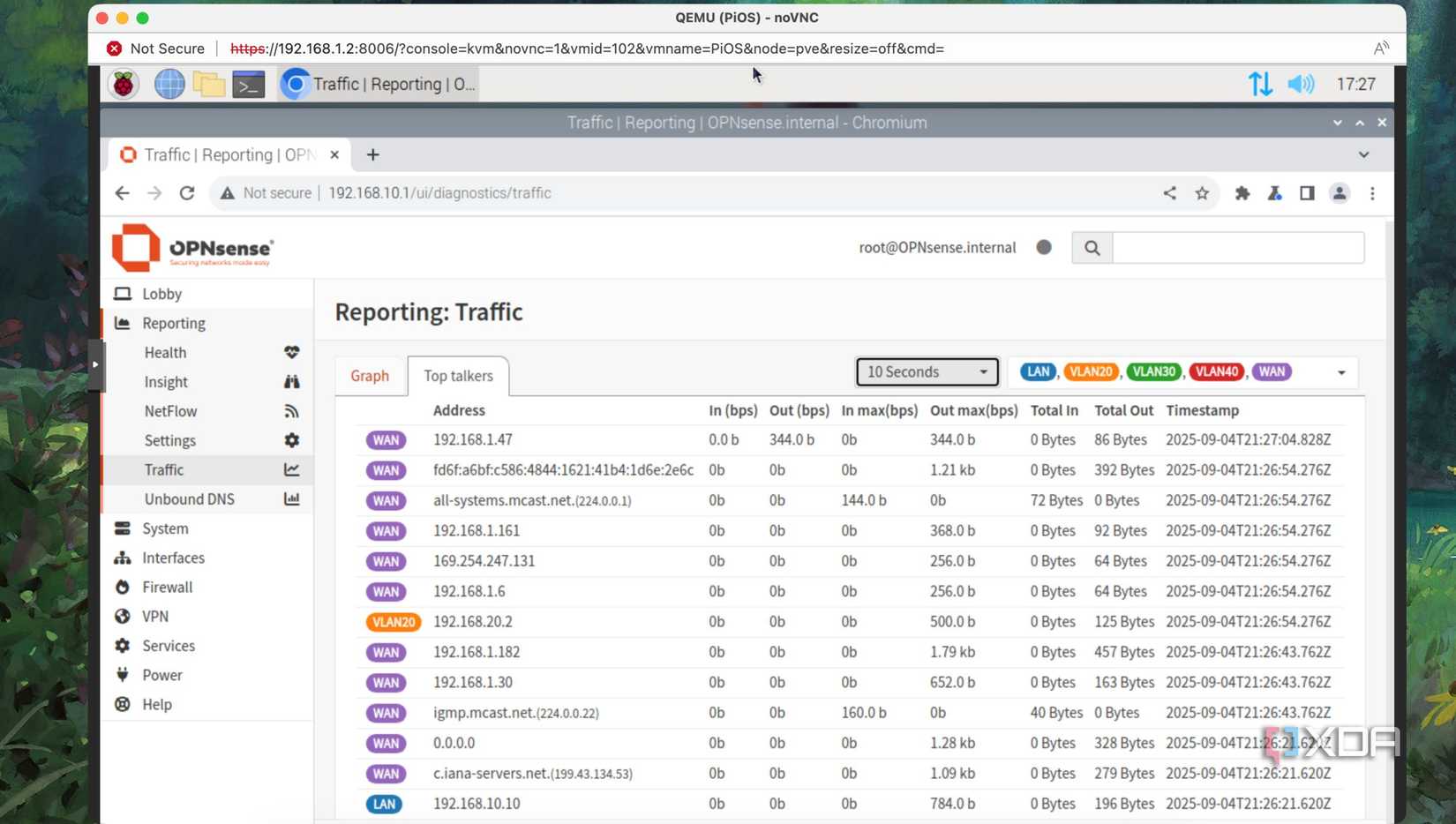 A screenshot showing mDNS traffic in OPNsense