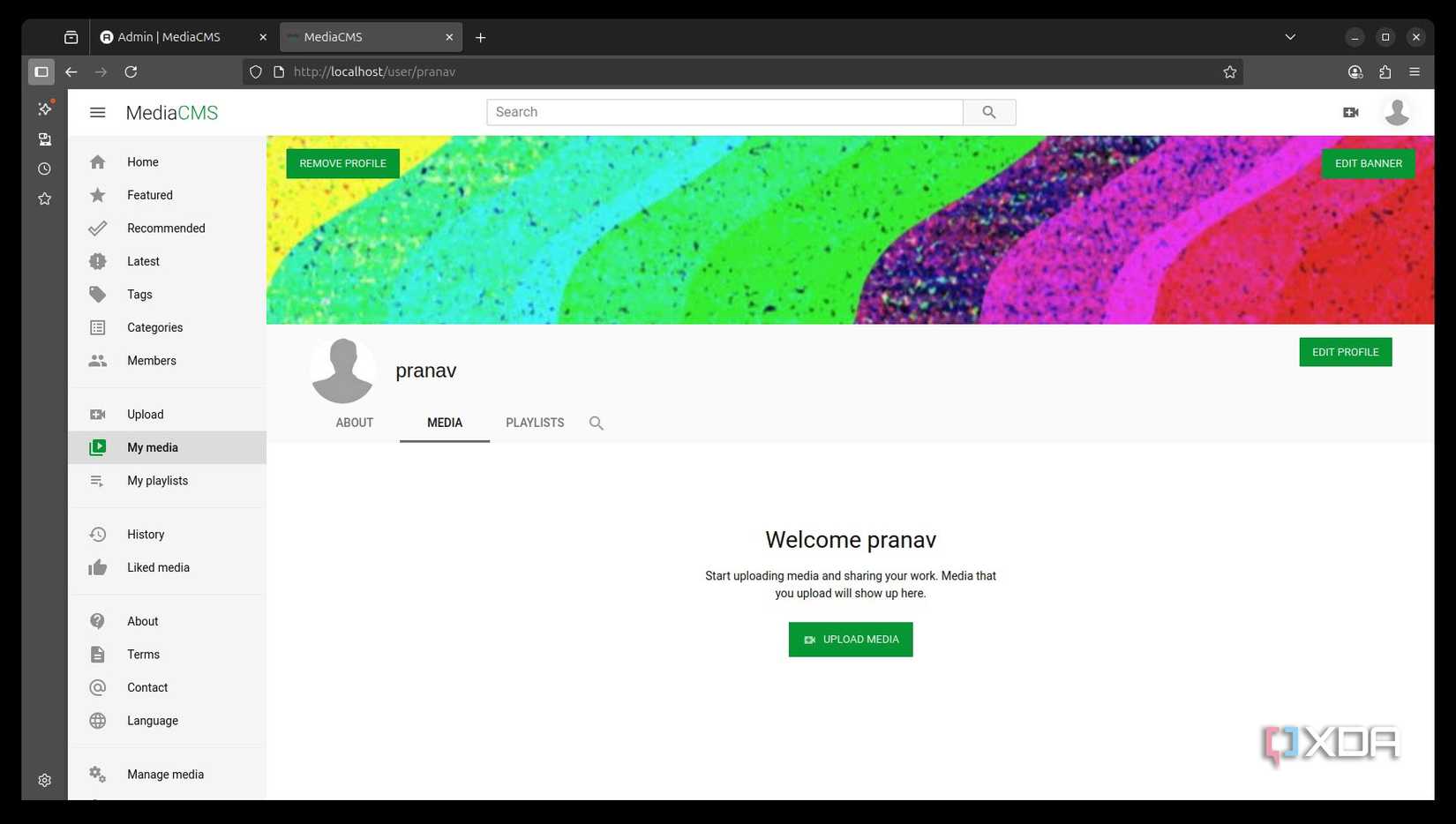 MediaCMS my profile