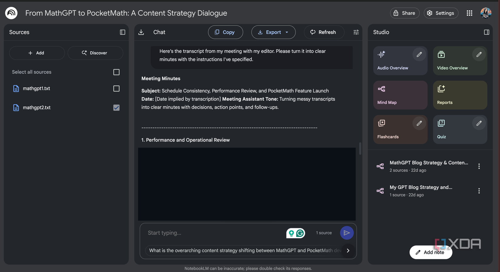 meeting minutes generated by Notebooklm