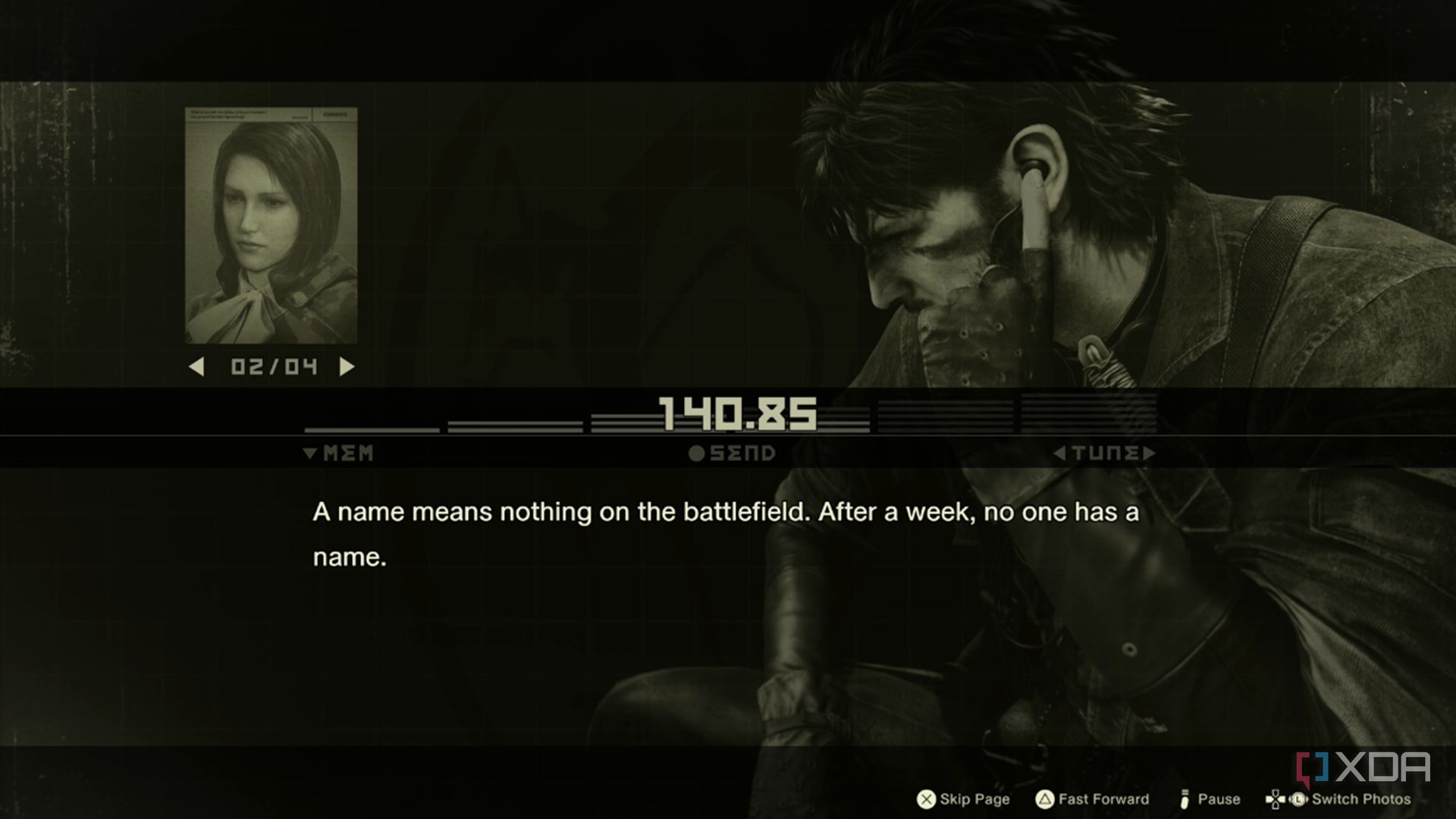 A screenshot of Snake talking to Para-Medic in Metal Gear Solid Delta: Snake Eater