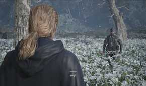 A screenshot of The Boss facing down Snake in Metal Gear Solid Delta: Snake Eater
