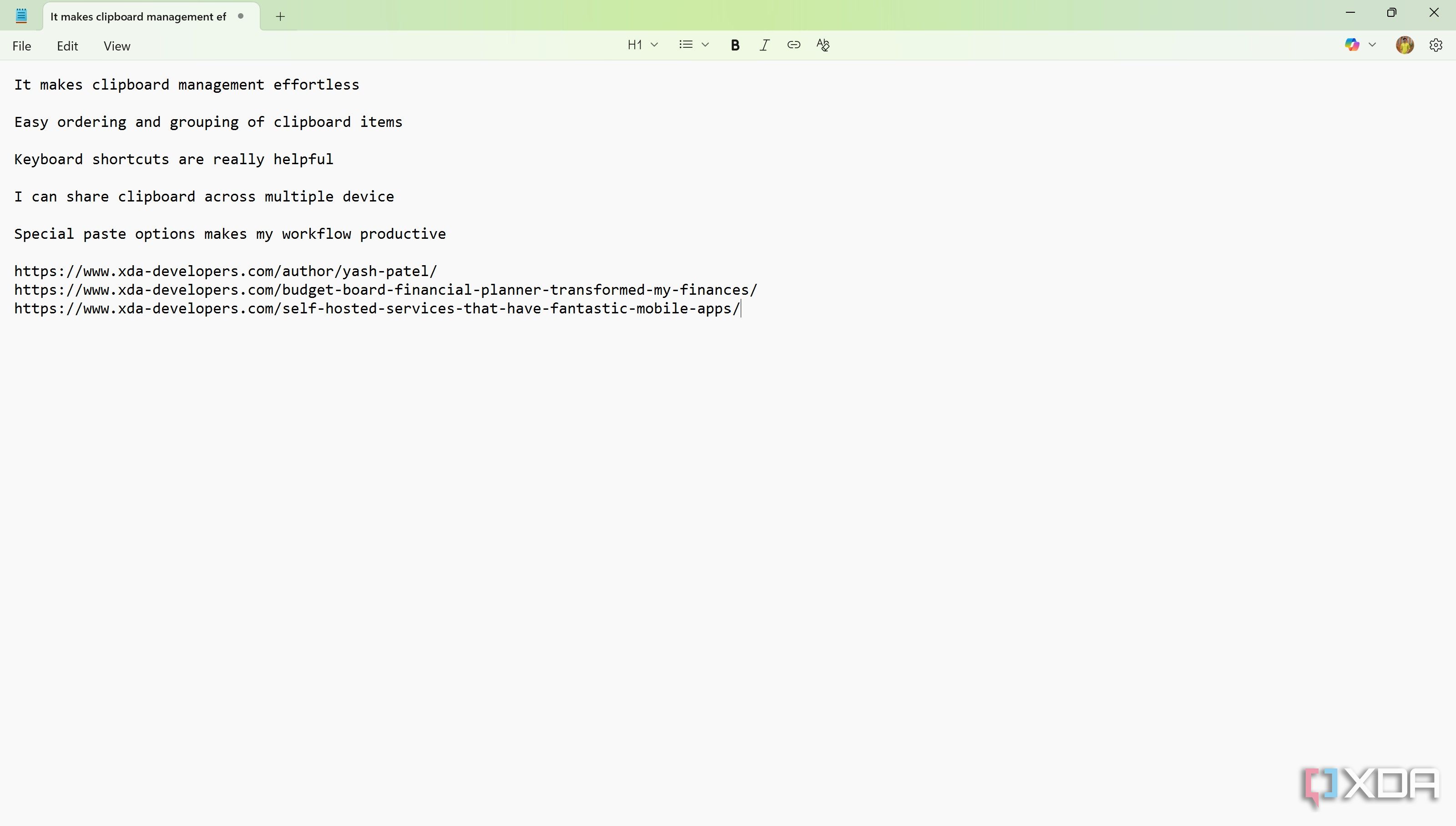 Multiple items pasted using Ditto