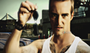 Razor Callahan holding a set of car keys in Need for Speed: Most Wanted 2005.
