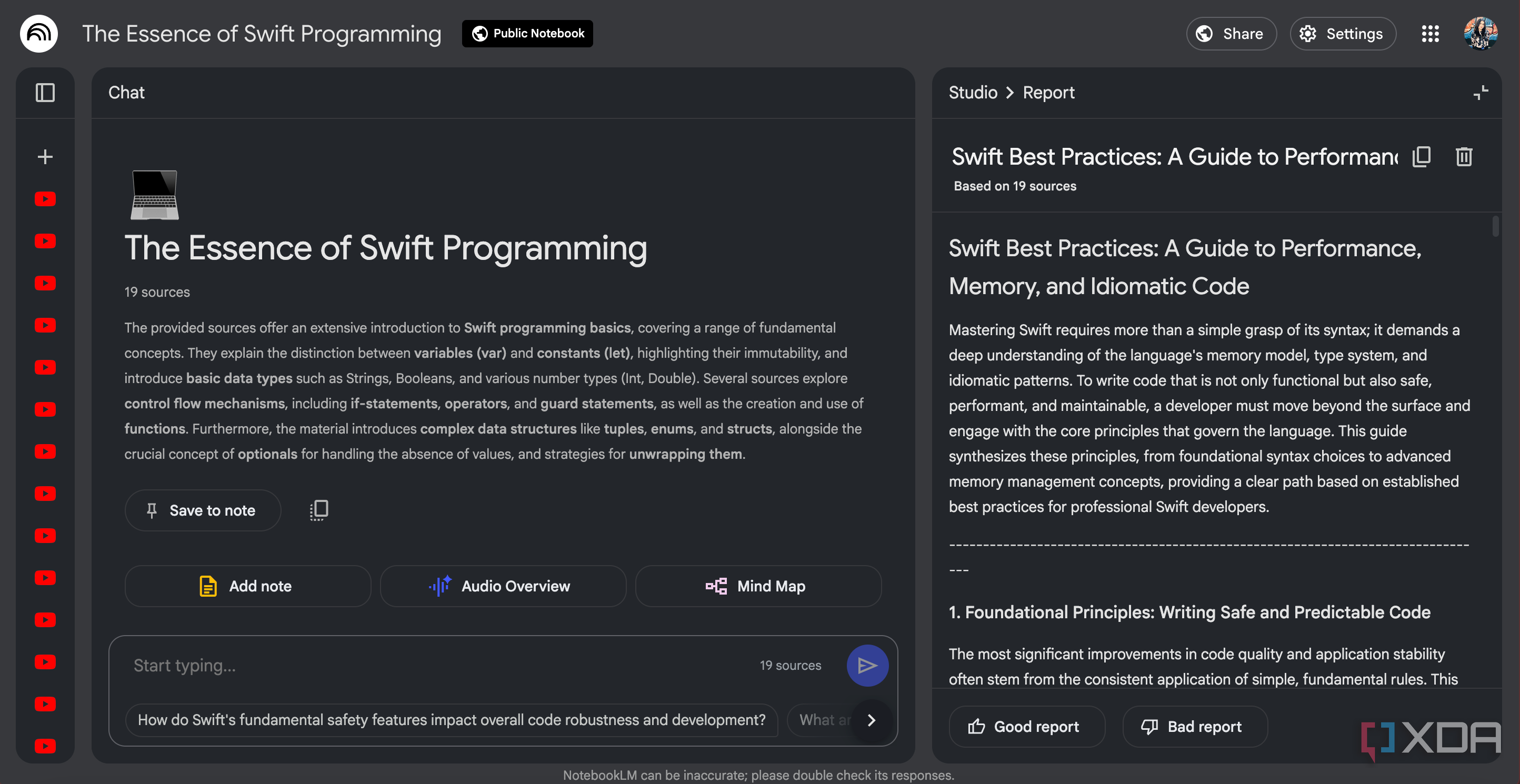 NotebookLM Best Practices report format