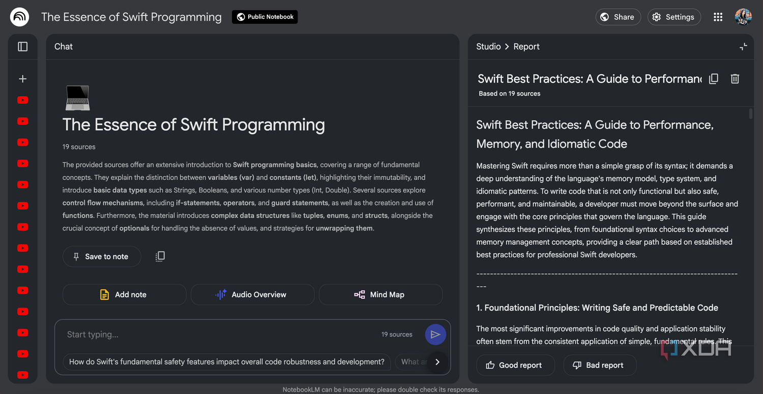 NotebookLM Best Practices report format
