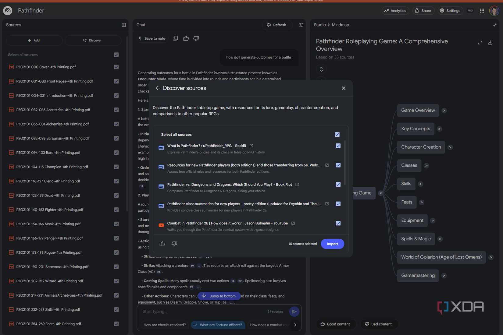 screenshot of notebooklm finding more pathfinder resources