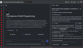 NotebookLM Swift programming language custom report generated