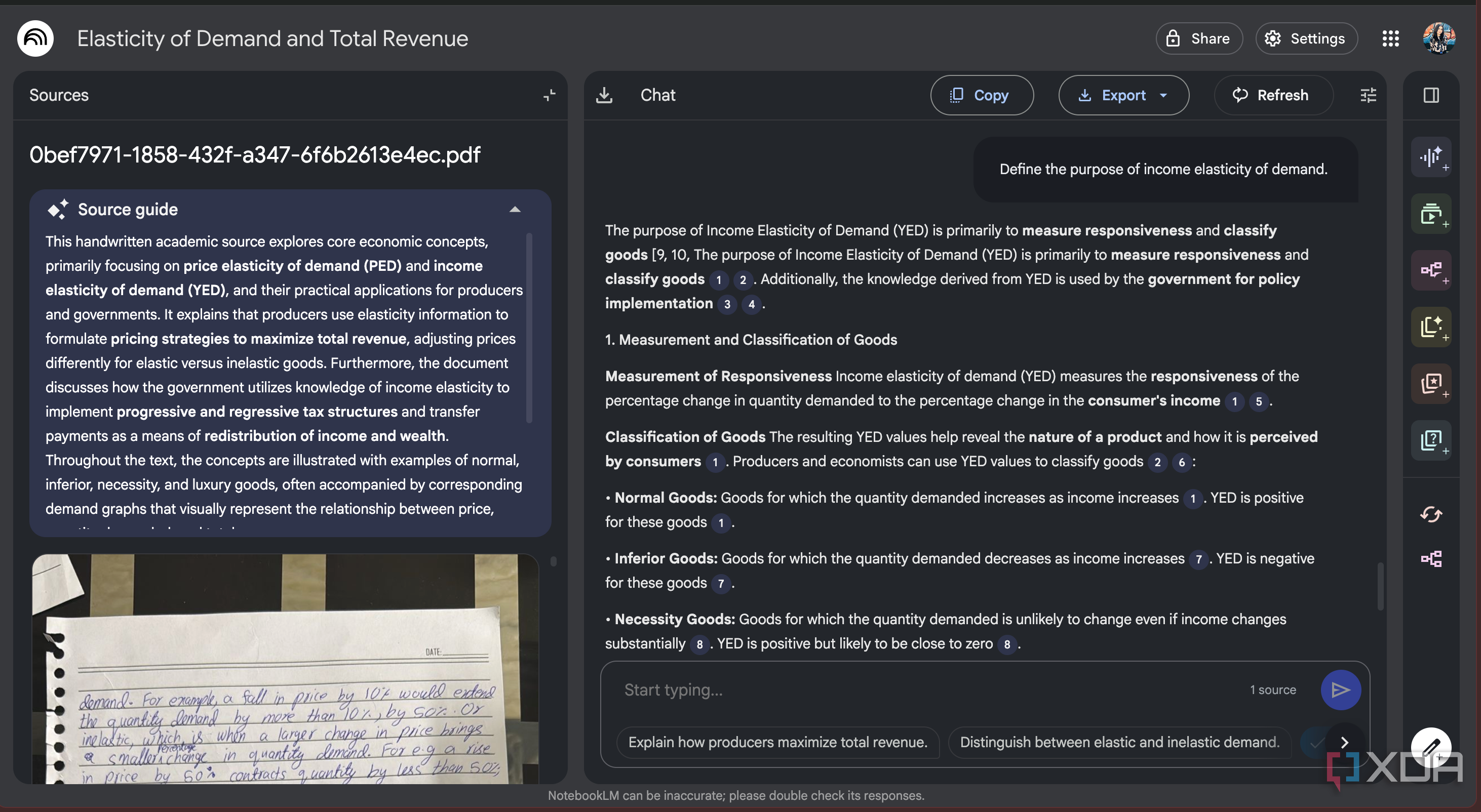 NotebookLM with handwritten notes as a source