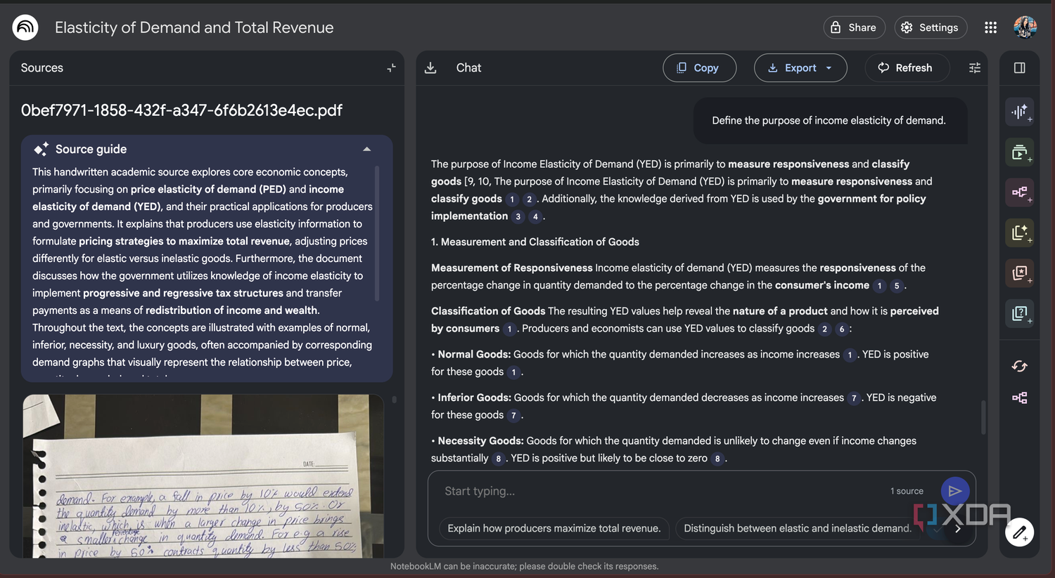 NotebookLM with handwritten notes as a source