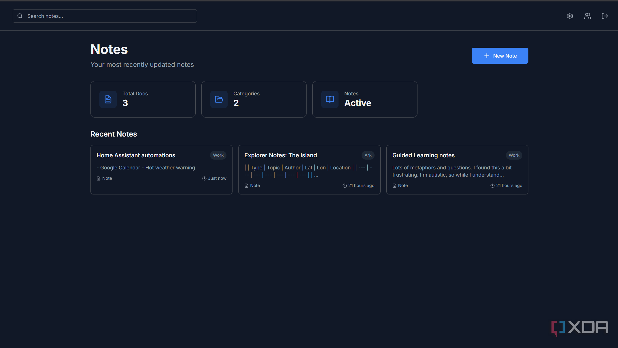 notes dashboard in rwmarkable
