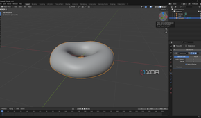 Objectmode in Blender, donut shape in canvas