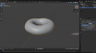 Objectmode in Blender, donut shape in canvas