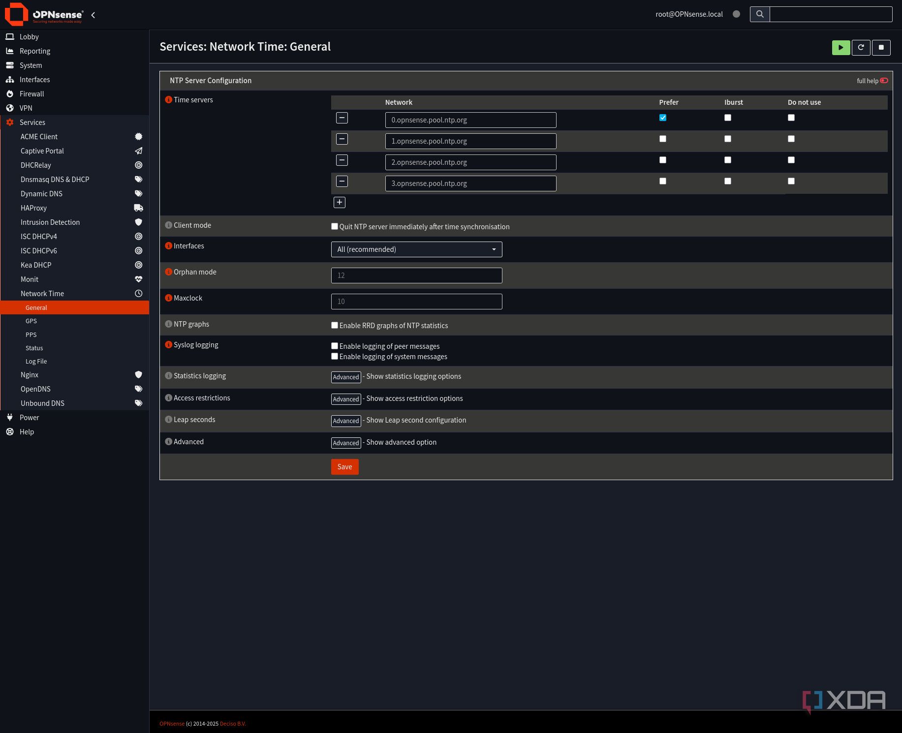 OPNsense Network Time General