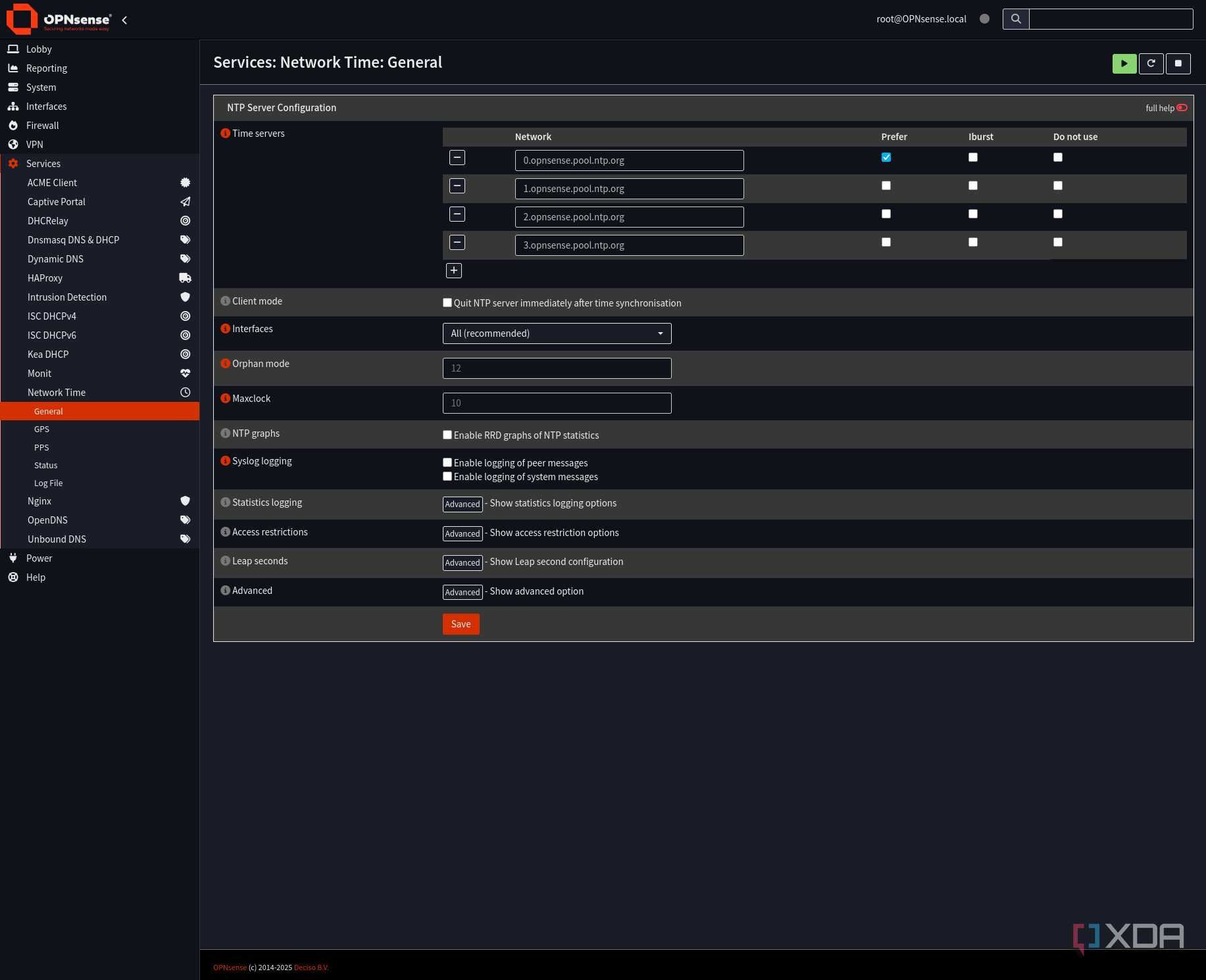 OPNsense Network Time General
