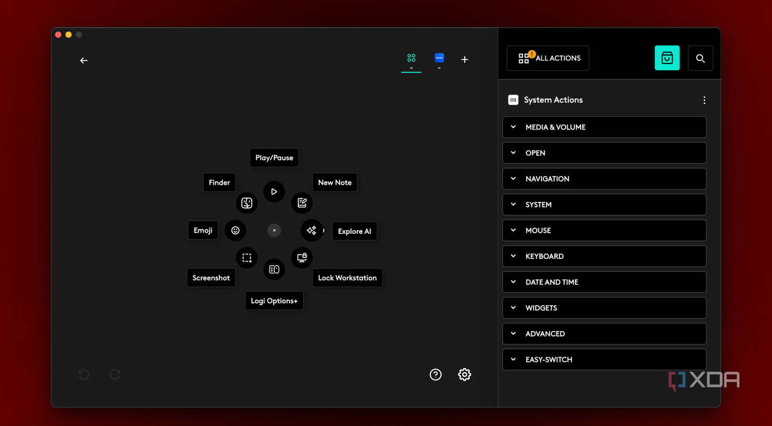 Option to tweak Action Rings shortcuts in macOS using the Logi Options app