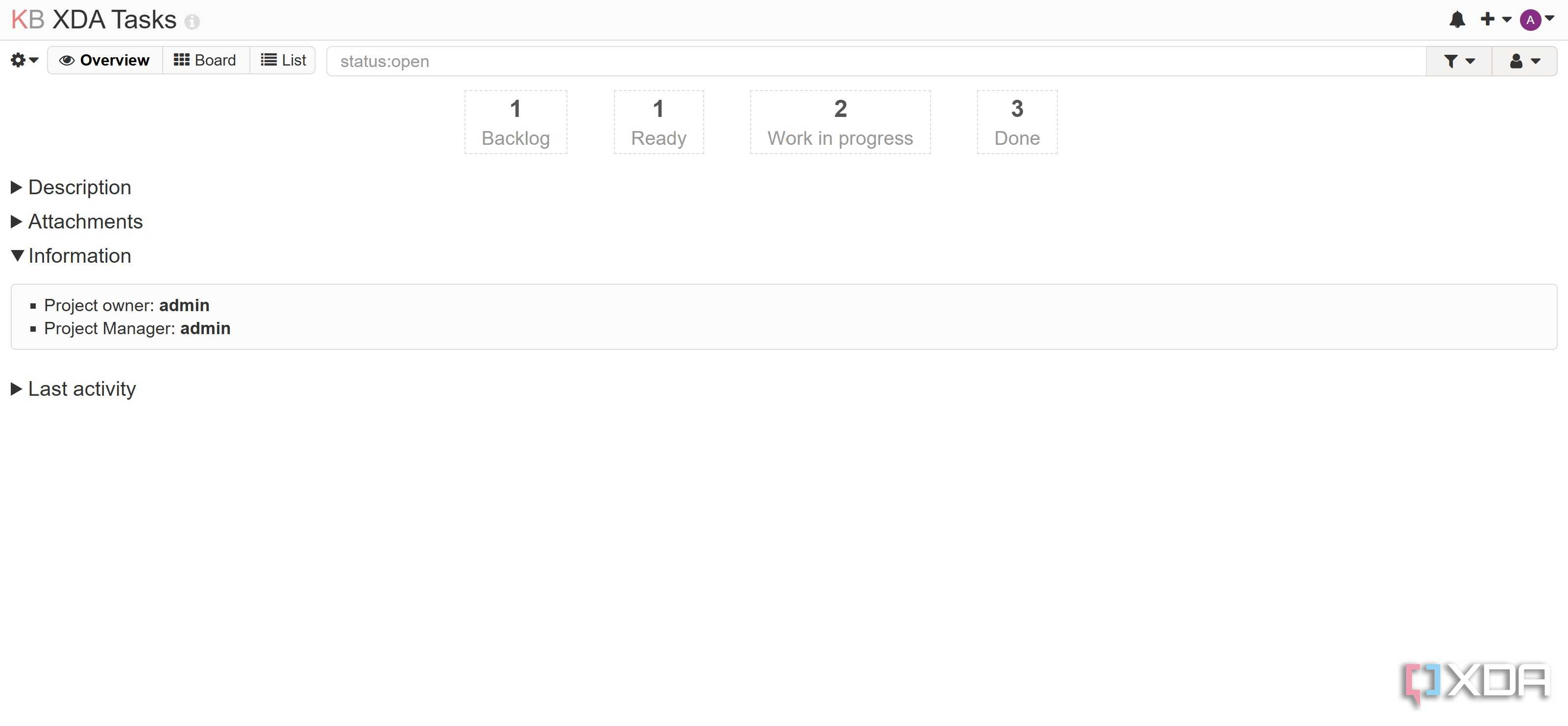 Overview in Kanboard